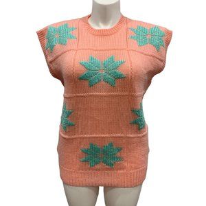 Vintage 80's Touch Tones Block Snowflake Sweater Vest Size 38 New With Tags